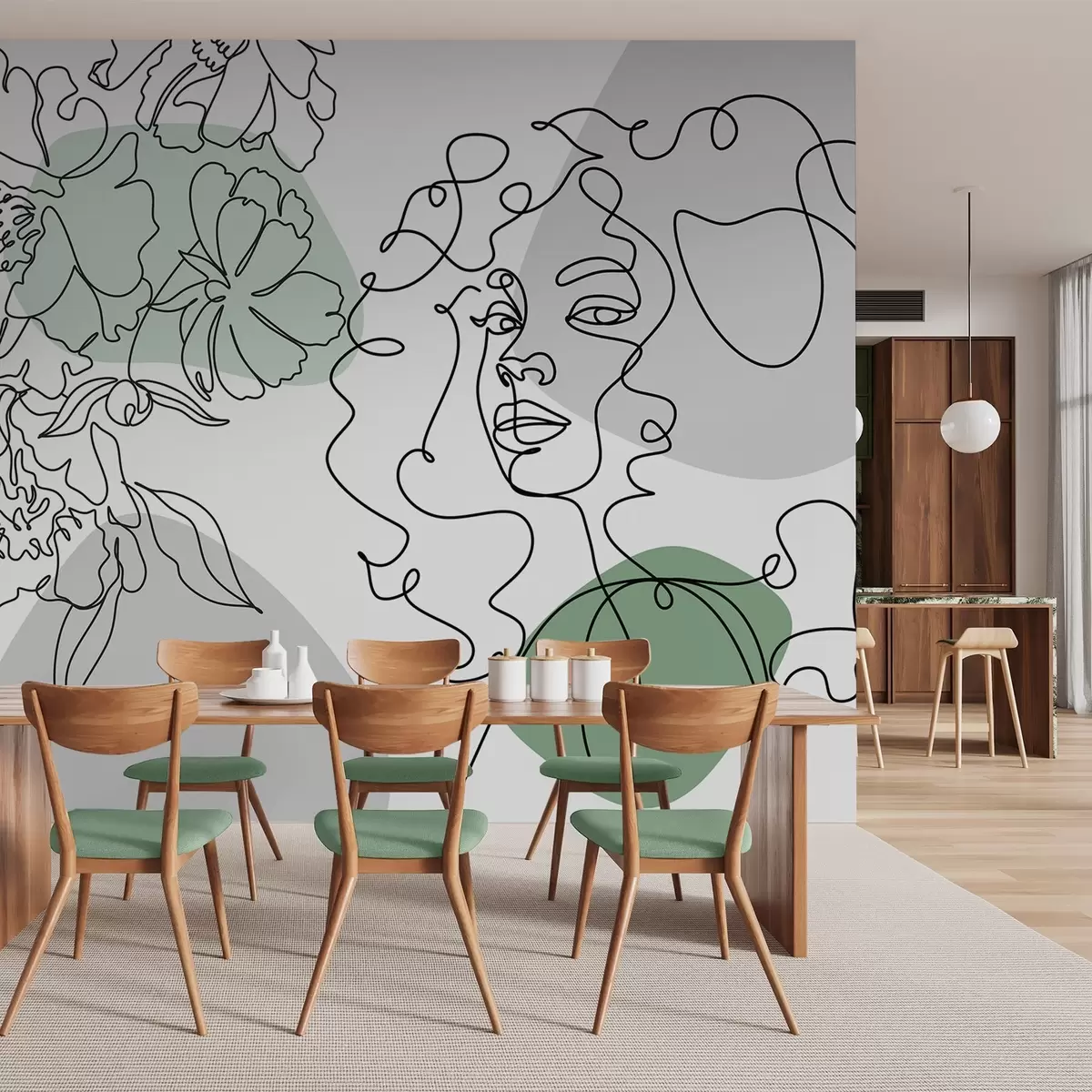 wall murals Girl in lines w04724v1