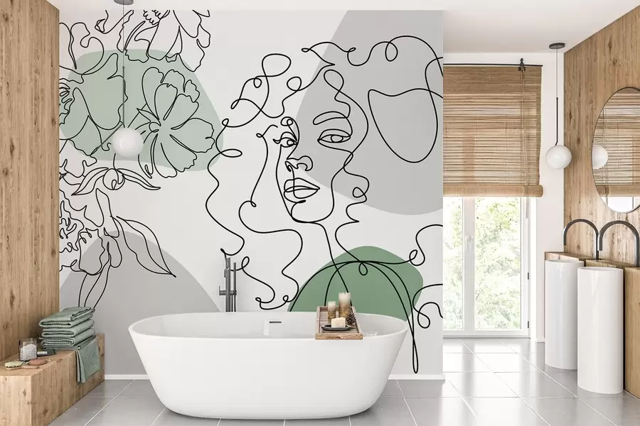 wall murals Girl in lines w04724v1