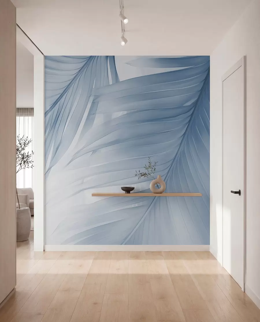wall murals Fern leaves in shades of blue w04727v1