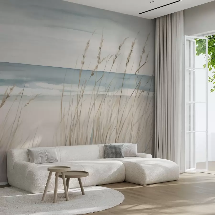 wall murals Soft grasses by the seaside w04737