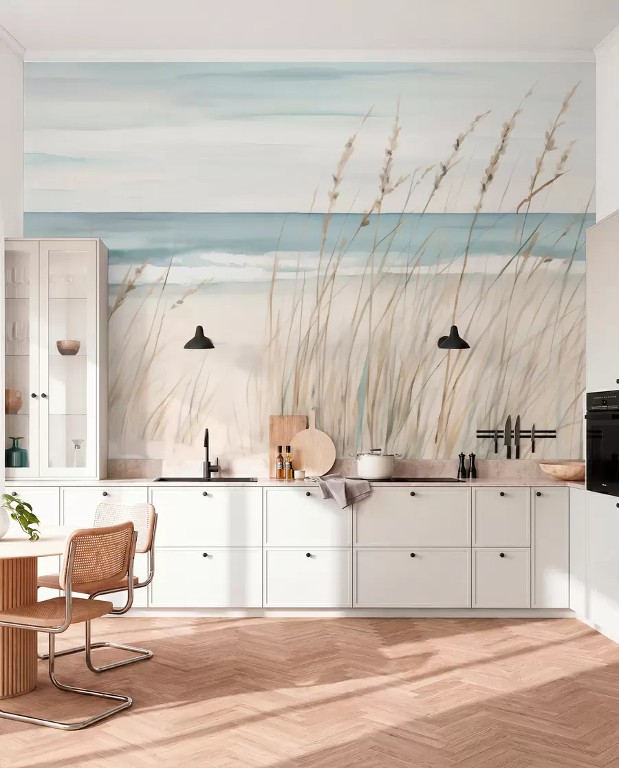 wall murals Soft grasses by the seaside w04737
