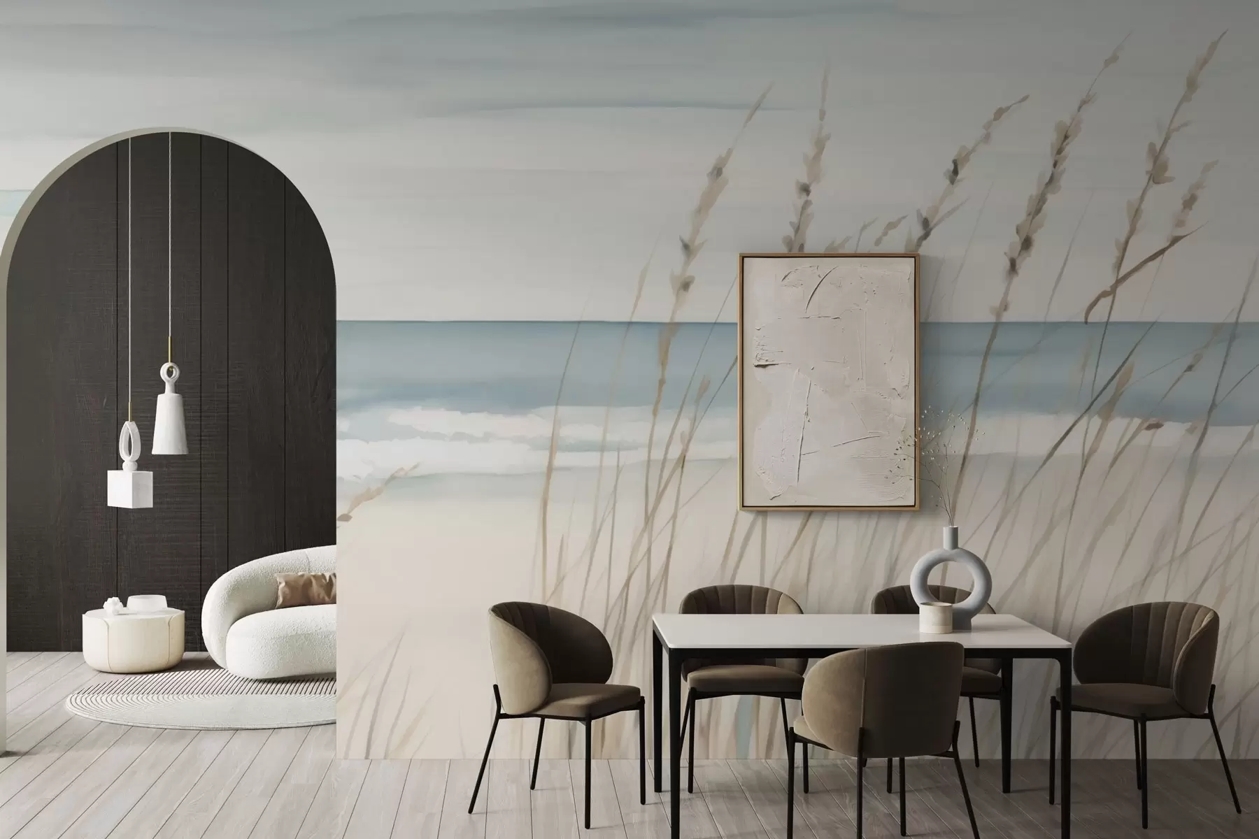 wall murals Soft grasses by the seaside w04737