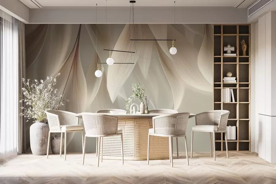 wall murals Hanging leaves with stylized outline w04706