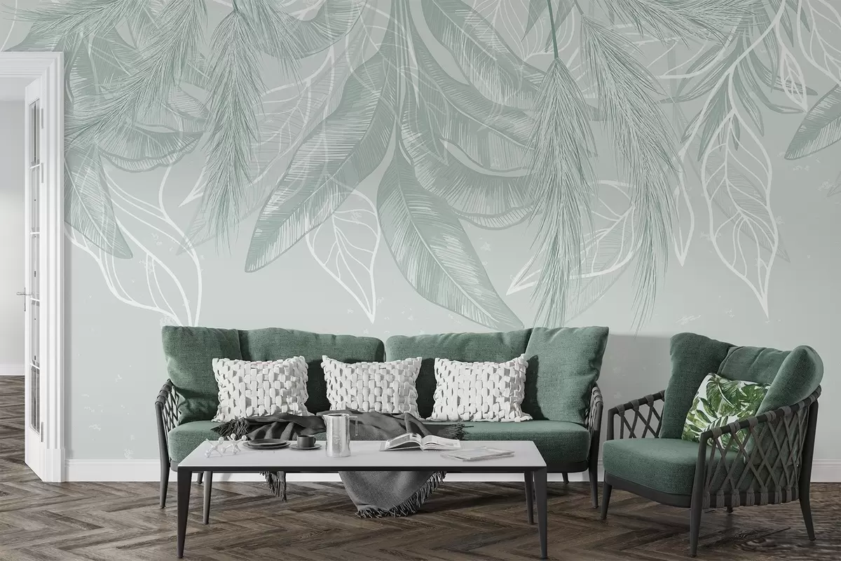 wall murals Hanging leaves w04747v3