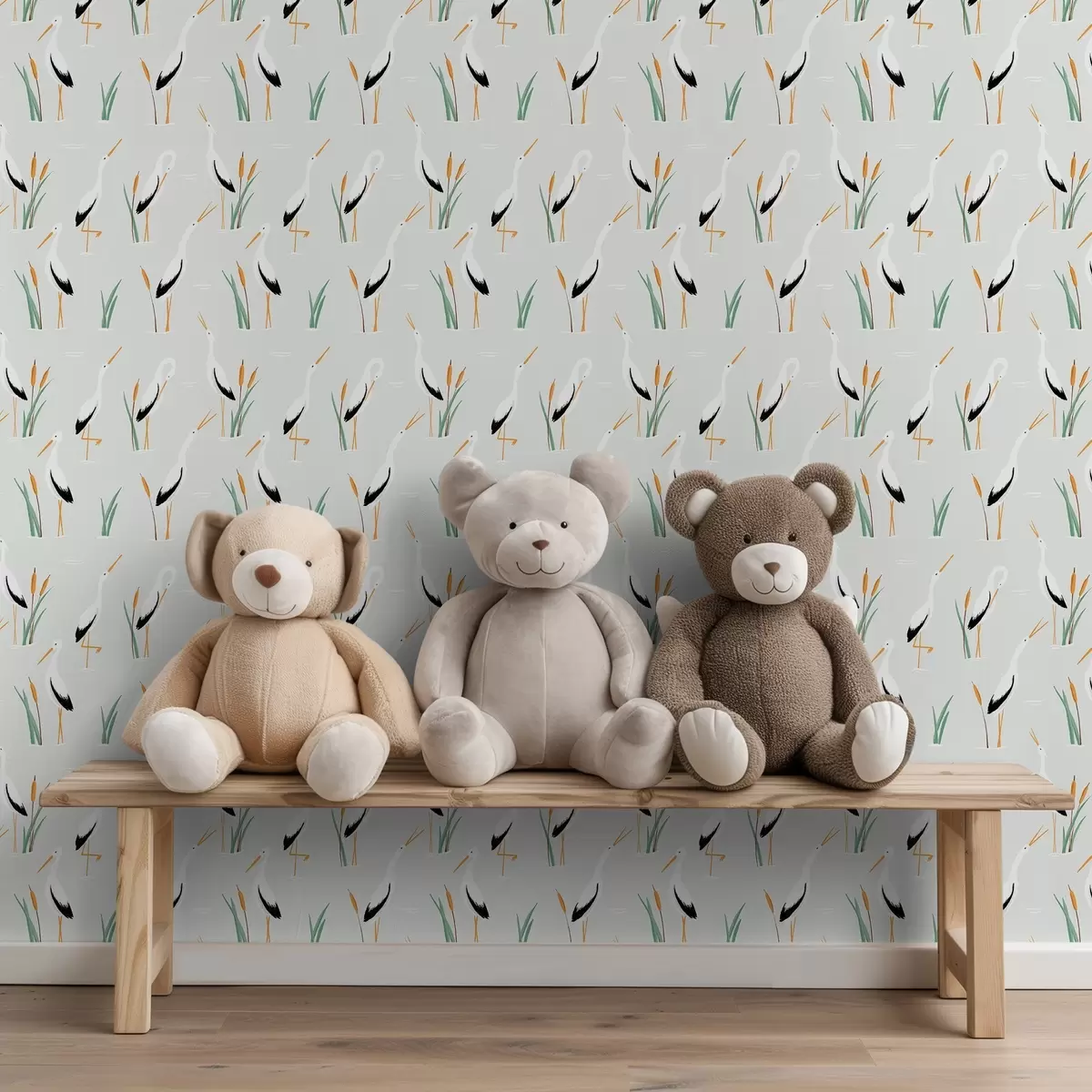 Wallpaper Herons among reeds on a light background a00650v2