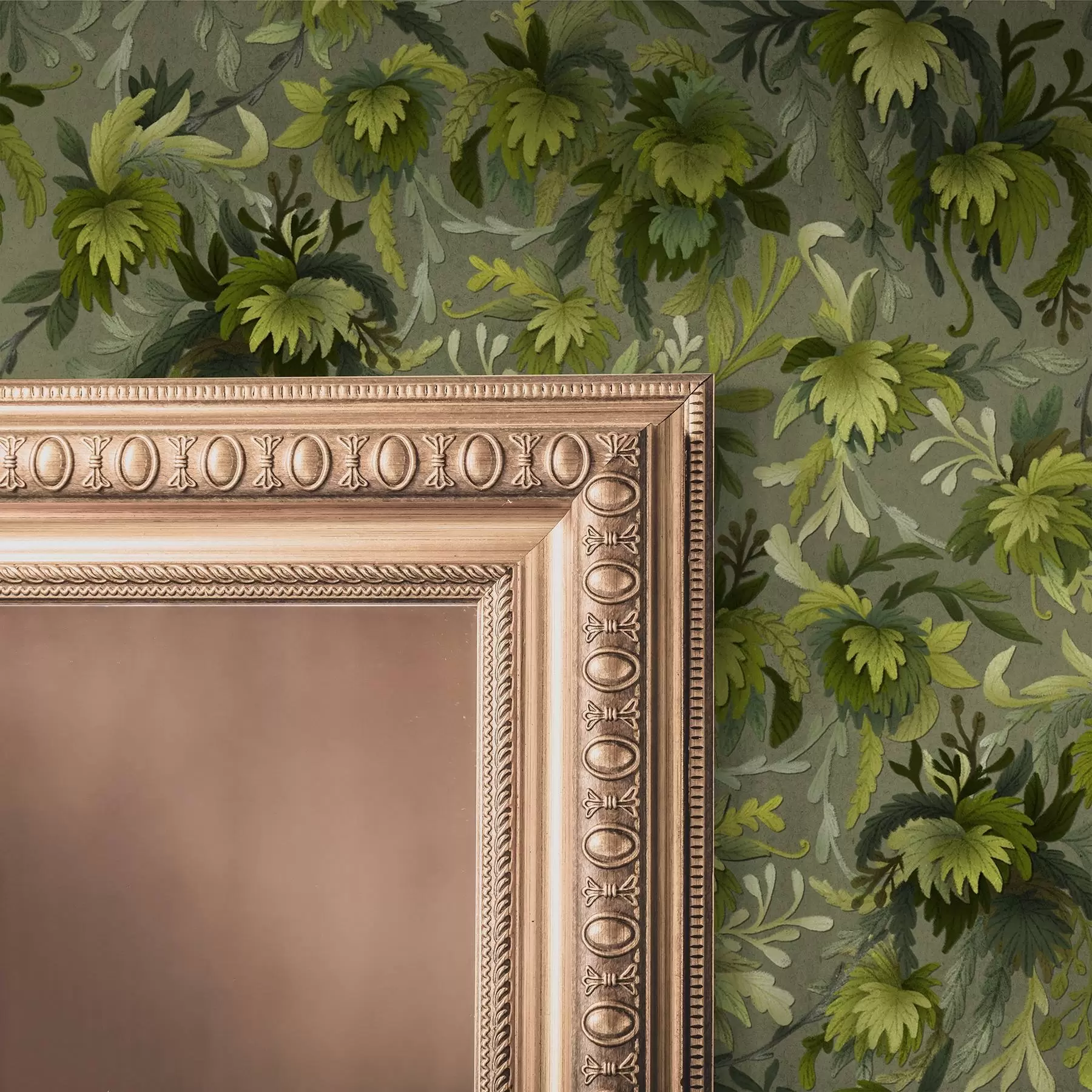 wall murals Dense green foliage on a gray-green background a00805v1