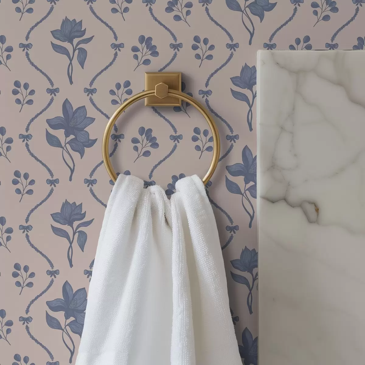 Wallpaper Small flowers and ribbons in blue and pink shades a00808v3