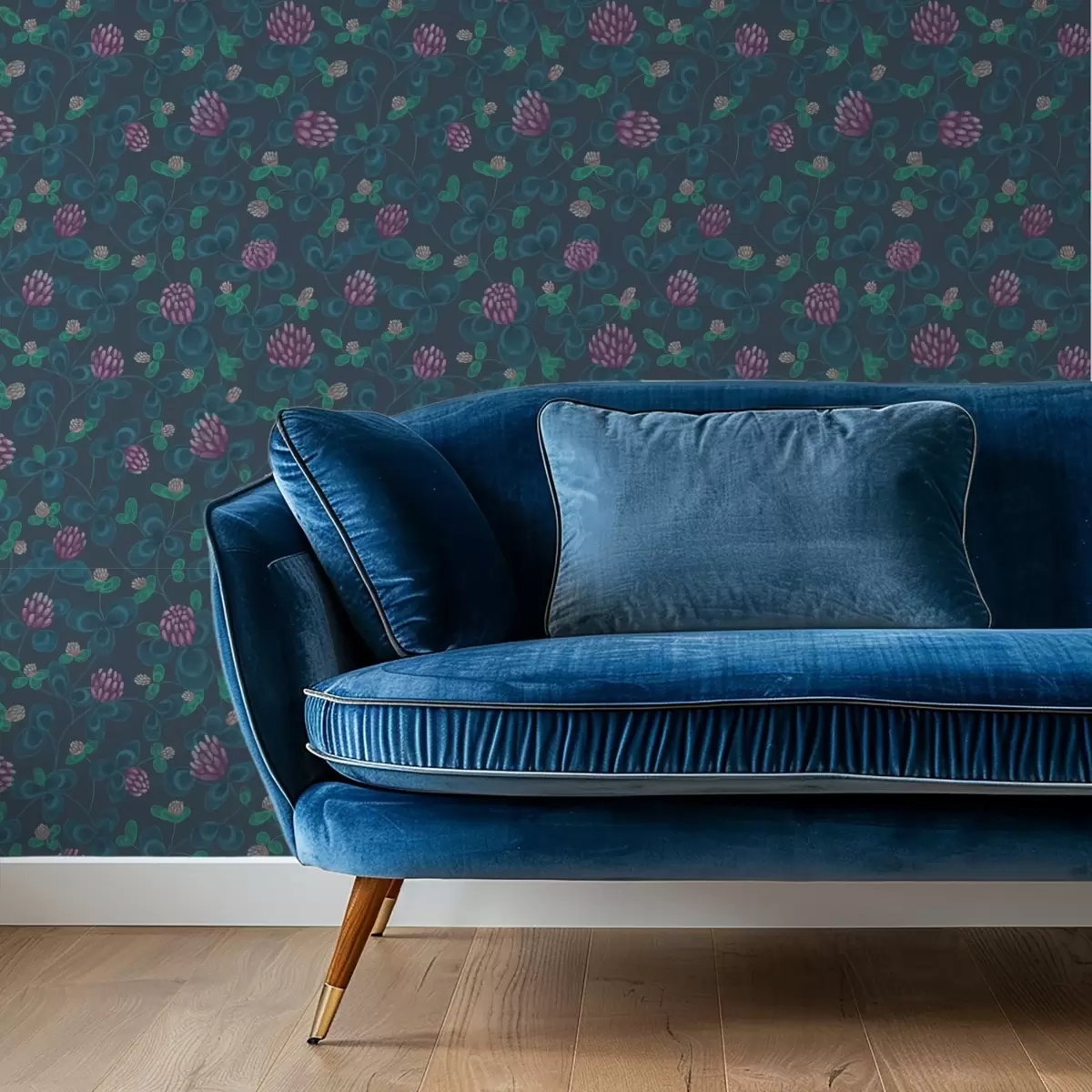 Wallpaper Clover with purple flowers on a dark blue background a00836