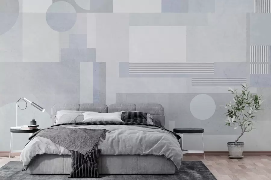 wall murals abstract geometry in grey-blue tones w04635v2