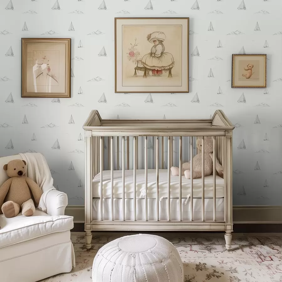 wall murals Sketch yachts and islands, light background a00654v2