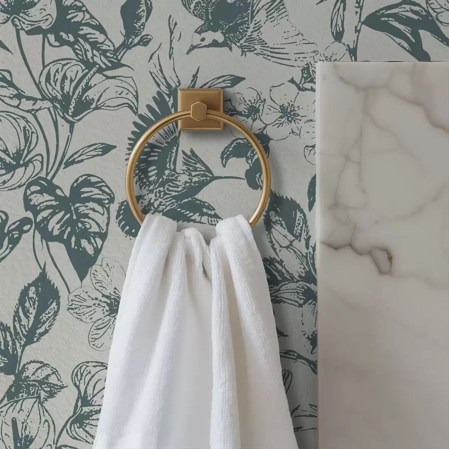 wall murals Monochrome floral ornament with birds a00737