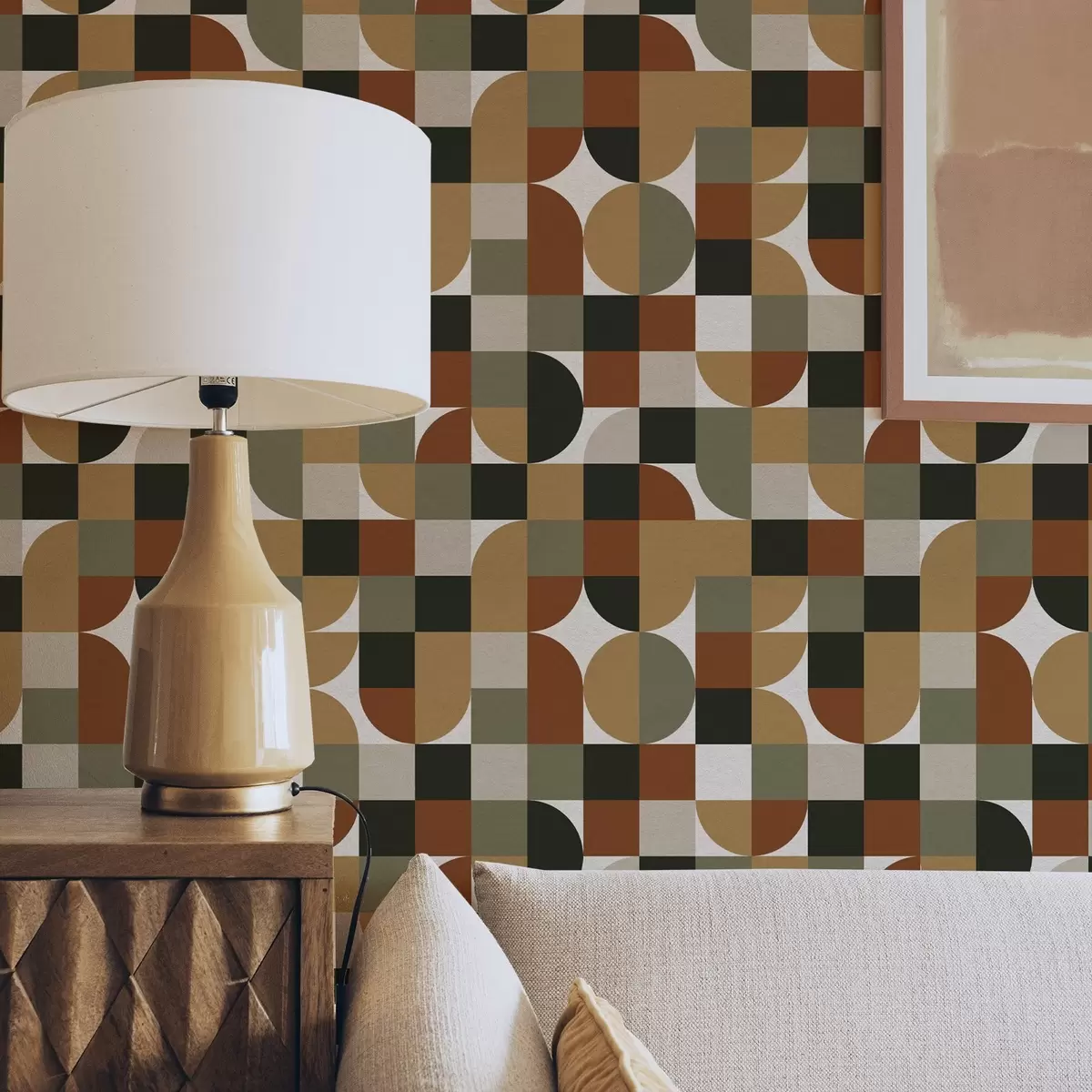 Wallpaper Modular geometry in warm earthy tones a00770