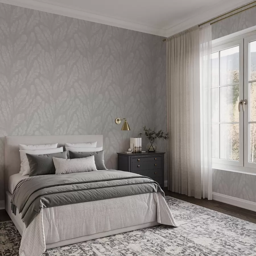 wall murals Large feathers in soft gray shades a00839