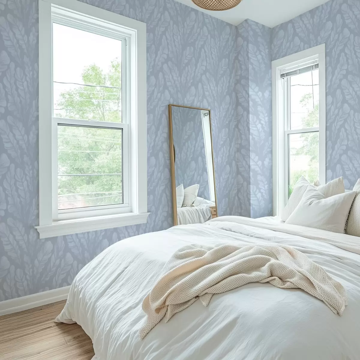 Wallpaper Large feathers in light blue-gray shades a00839v1