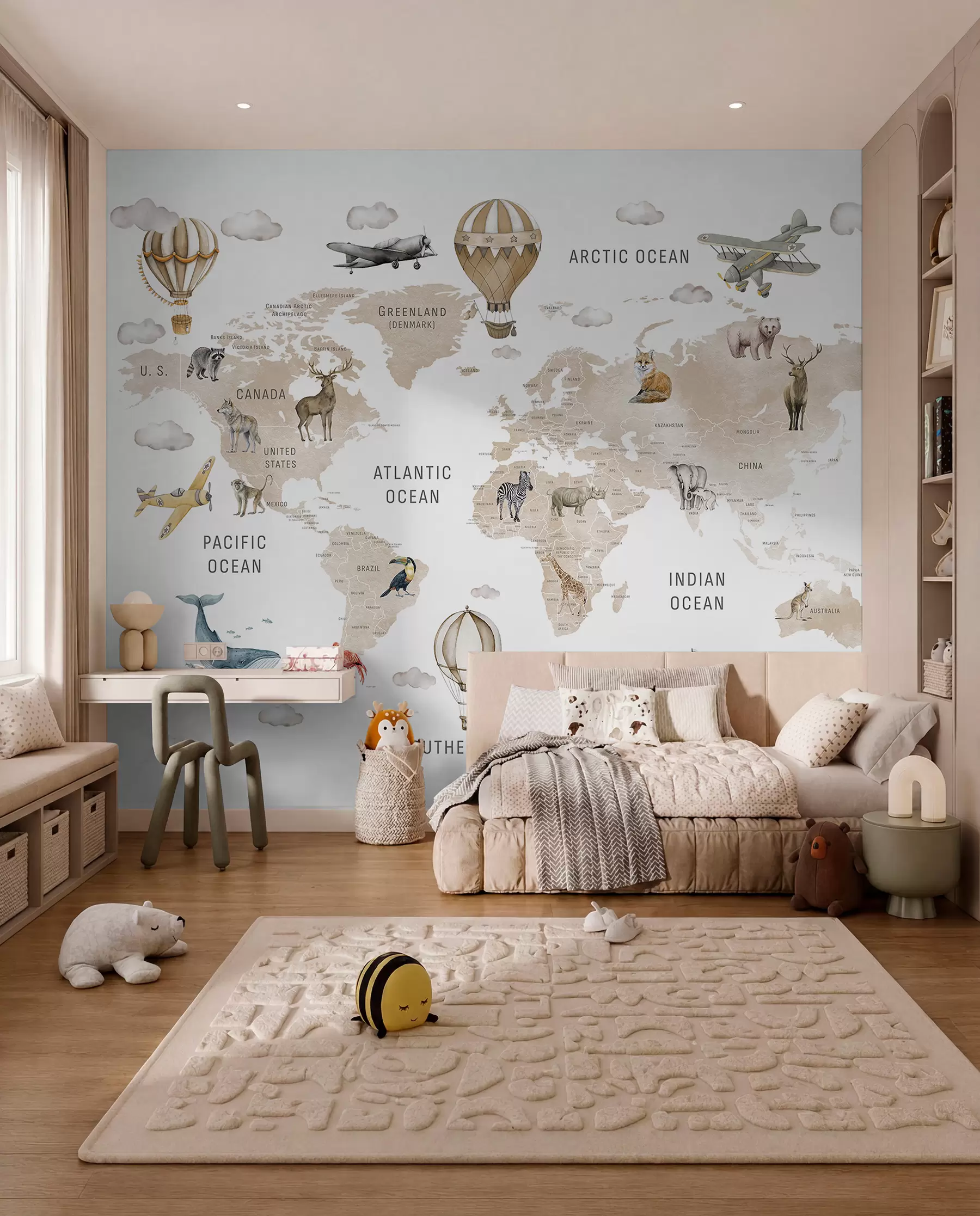 wall murals Animal Atlas in Beige c00001env2