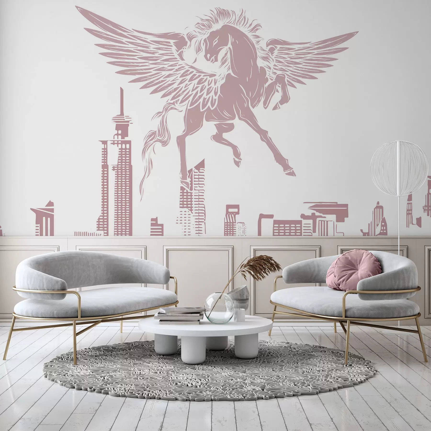wall murals Pegasus over the city w04777