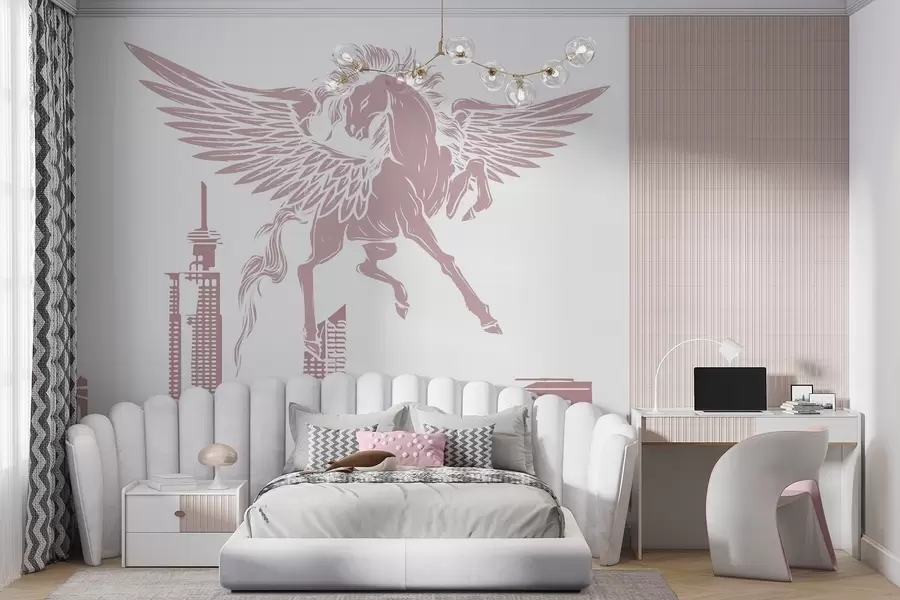 wall murals Pegasus over the city w04777