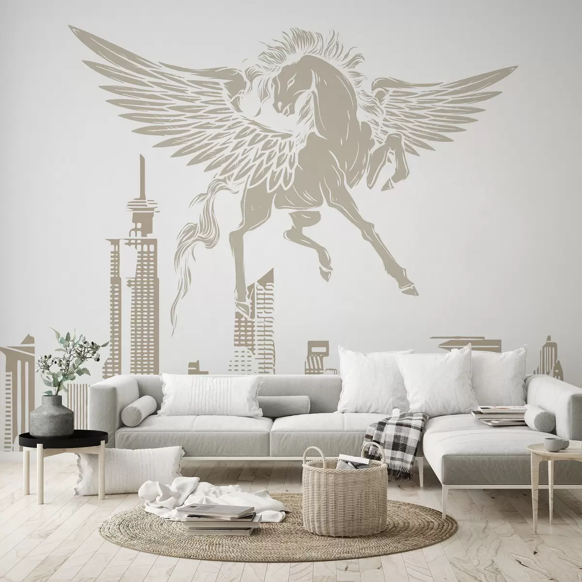 wall murals Pegasus over the city w04777v1