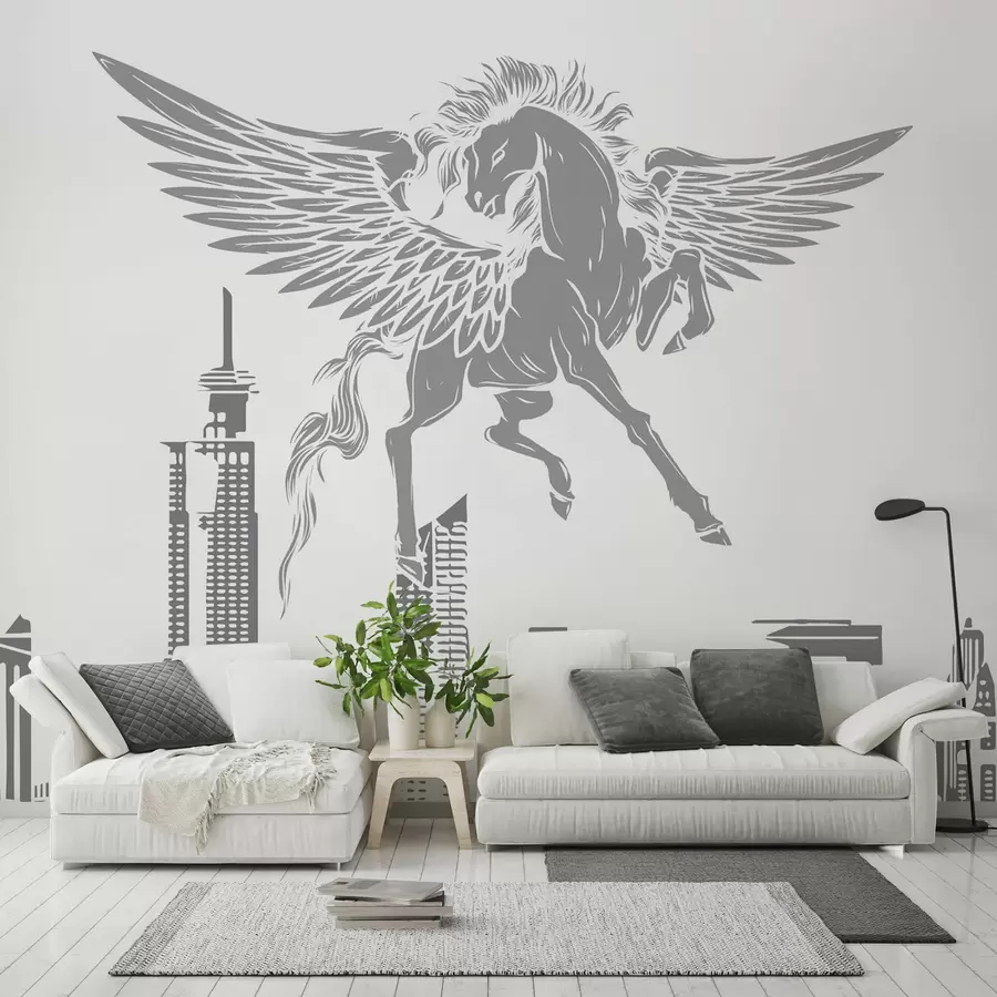 wall murals Pegasus over the city w04777v2