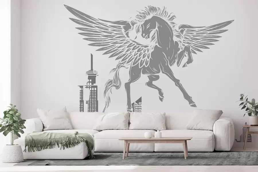 wall murals Pegasus over the city w04777v2