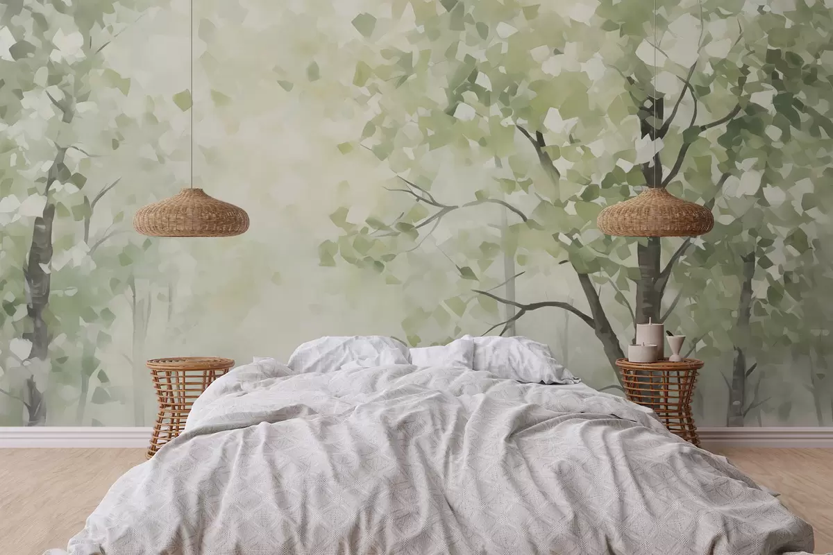 wall murals Abstract trees imitation of painting w04781
