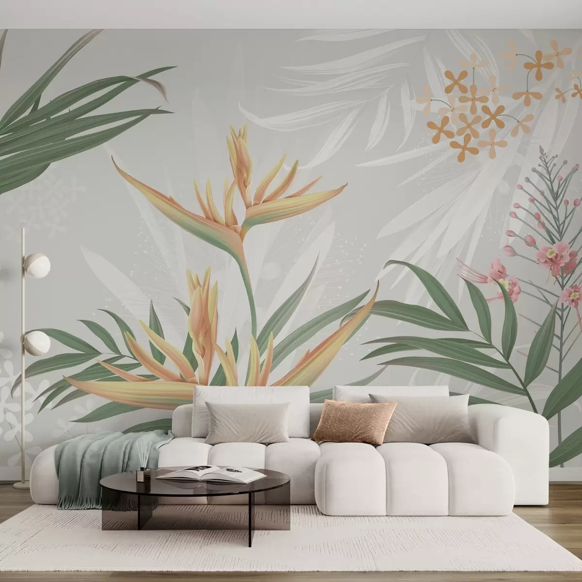 wall murals Exotic Strelitzia flowers in foliage w04783