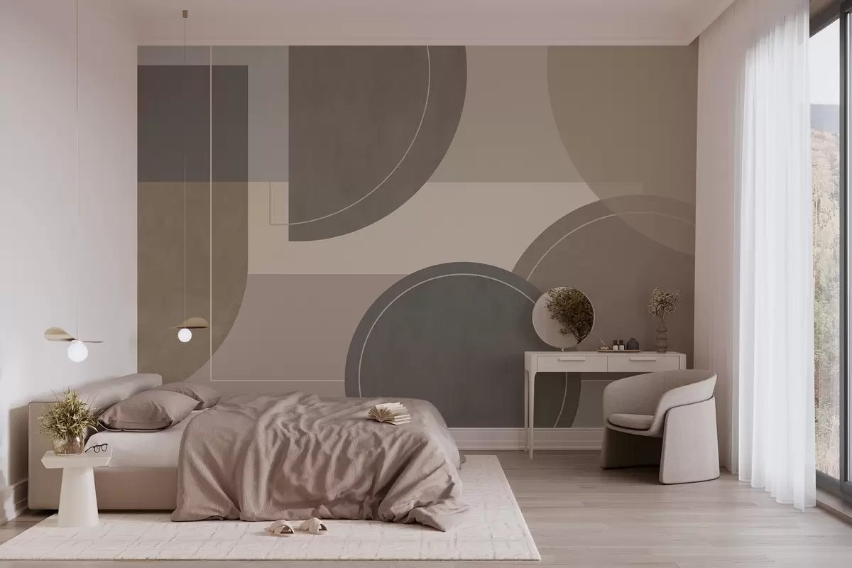wall murals modern geometry in natural colours w04811