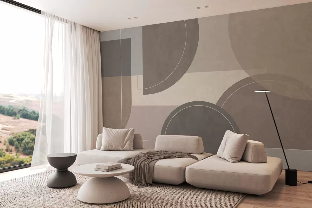 wall murals modern geometry in natural colours w04811