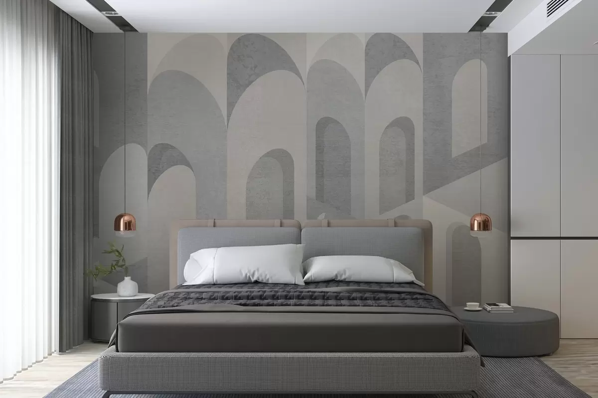 wall murals urban metamorphoses of the arch in grey and cool beige tones w04812v1