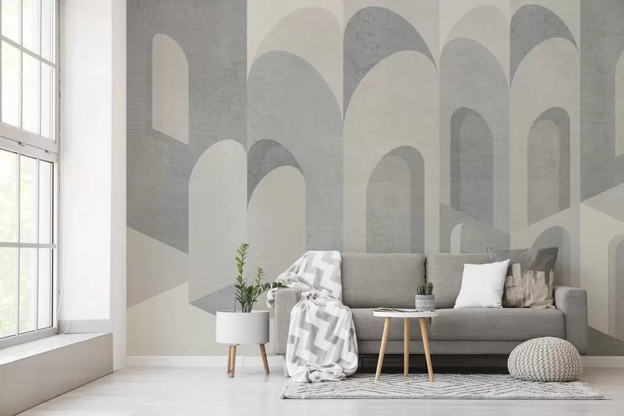 wall murals urban metamorphoses of the arch in grey and cool beige tones w04812v1