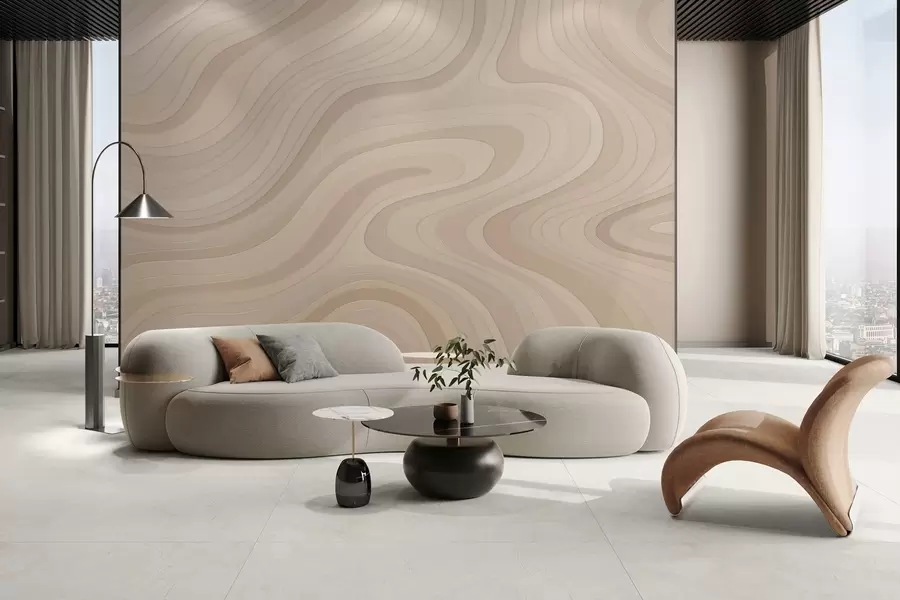 wall murals abstract waves in powder tones w04813