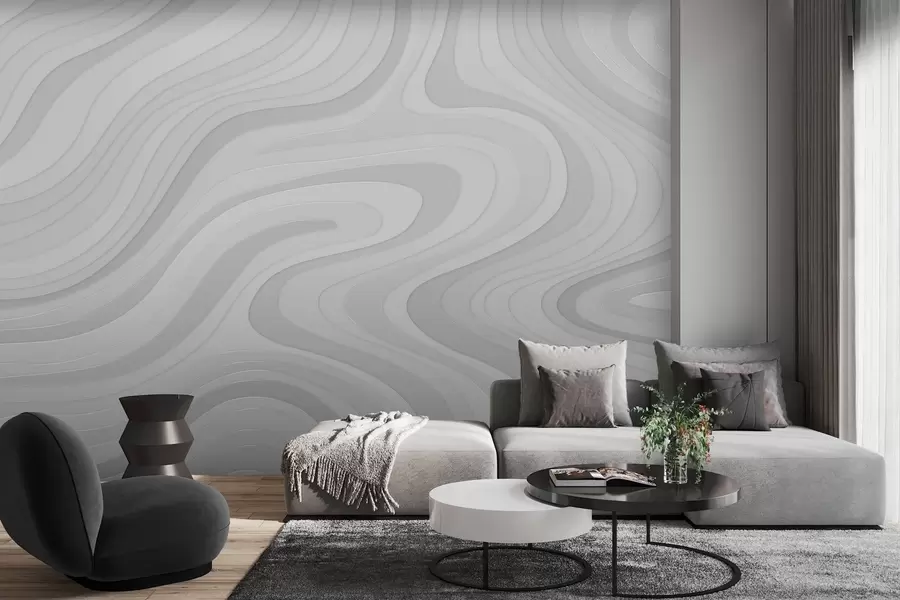 wall murals abstract waves in grey tones w04813v1
