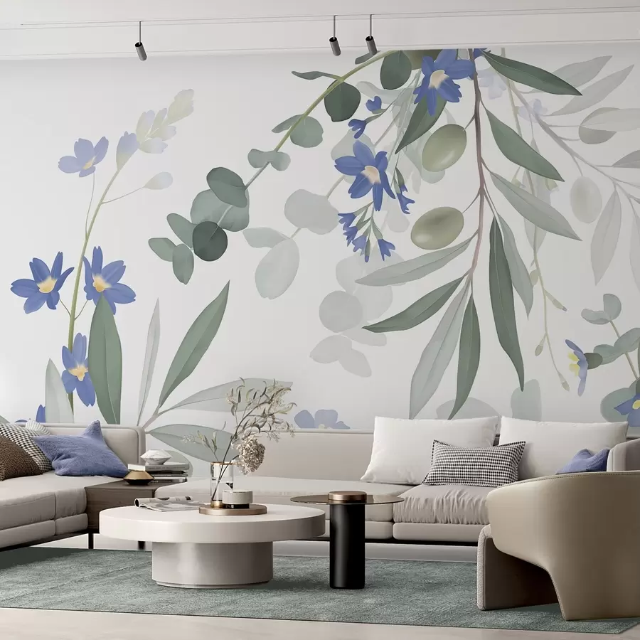 wall murals Eucalyptus branches and flowers w04821