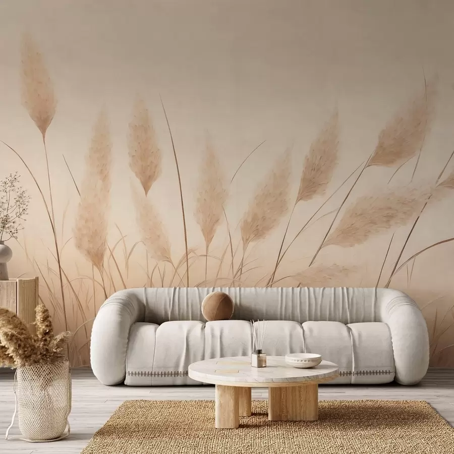 wall murals Soft beige pampas grass in the field w09324