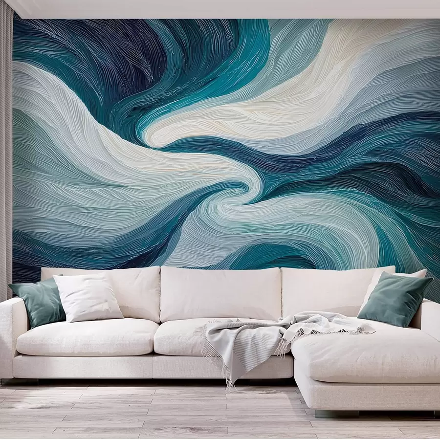 wall murals Abstract water and wind in cool tones w09453
