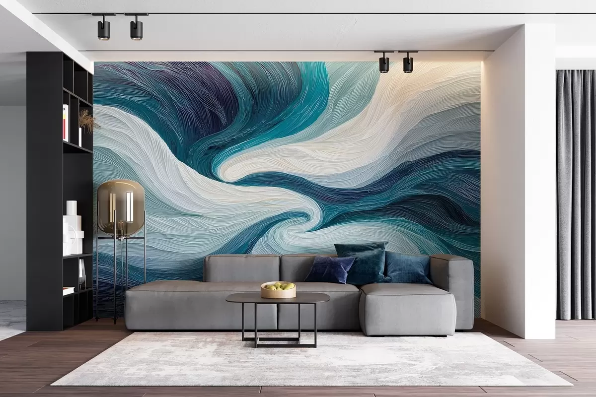 wall murals Abstract water and wind in cool tones w09453