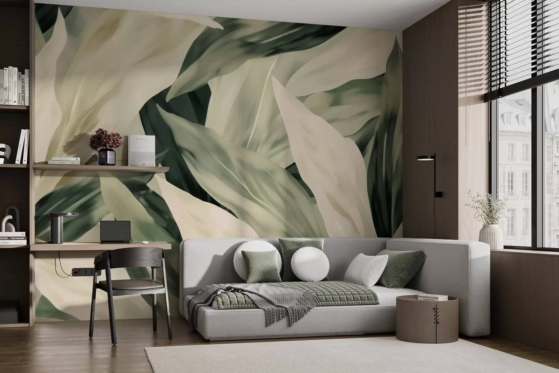 wall murals Painted leaves w04799