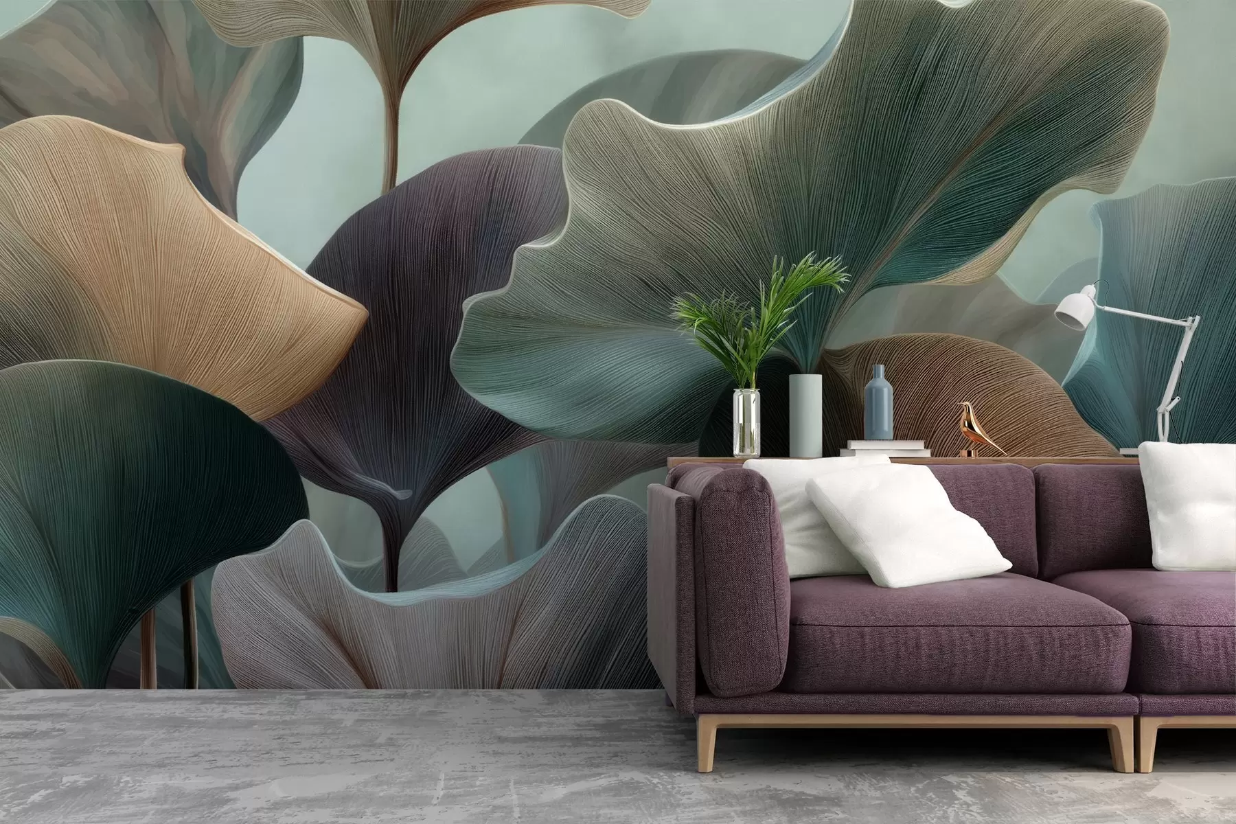 wall murals Large leaves w04847v2