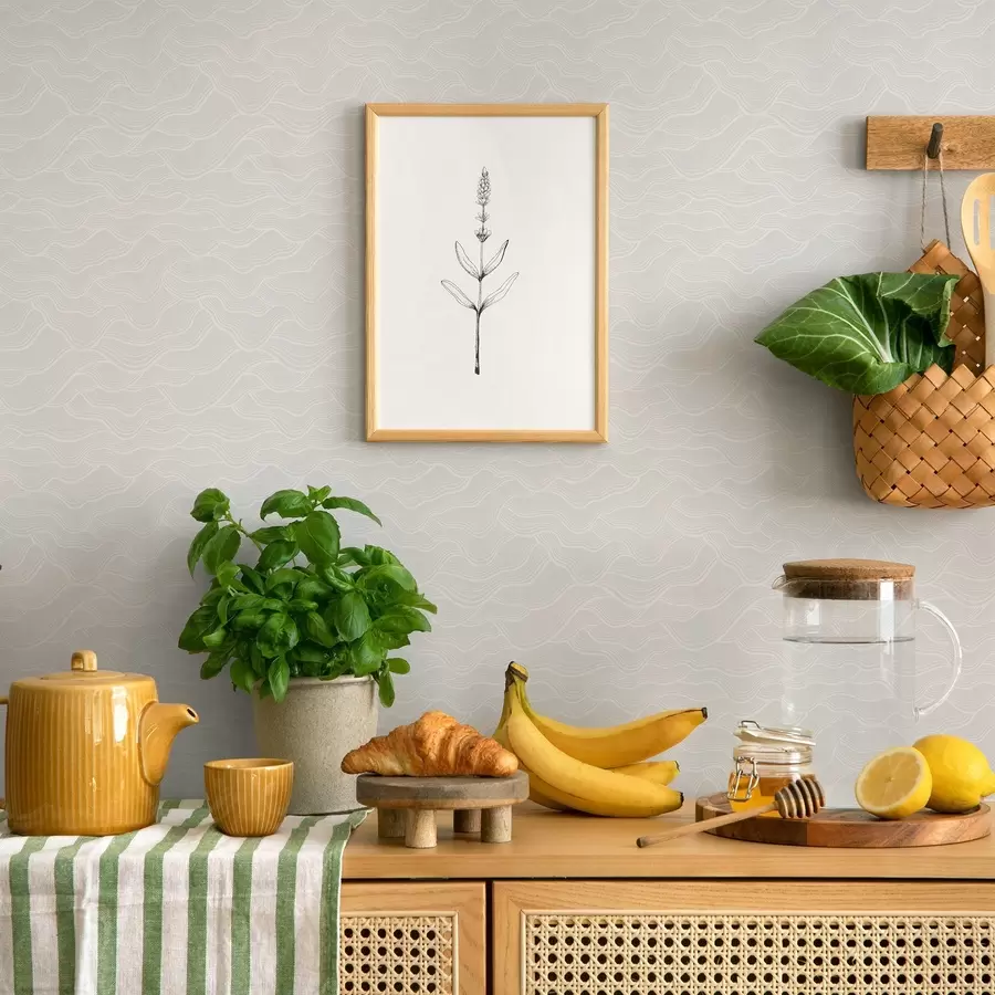 wall murals Light waves, near-white relief, minimal a00682v2