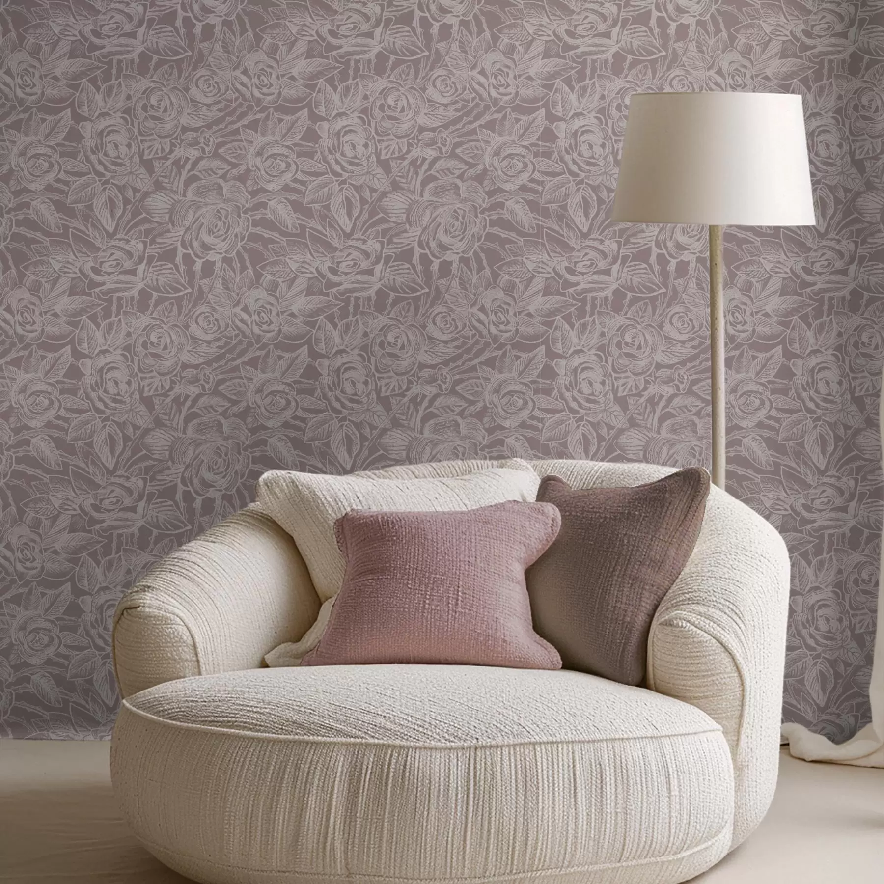 wall murals Engraved roses on deep gray-brown a00841