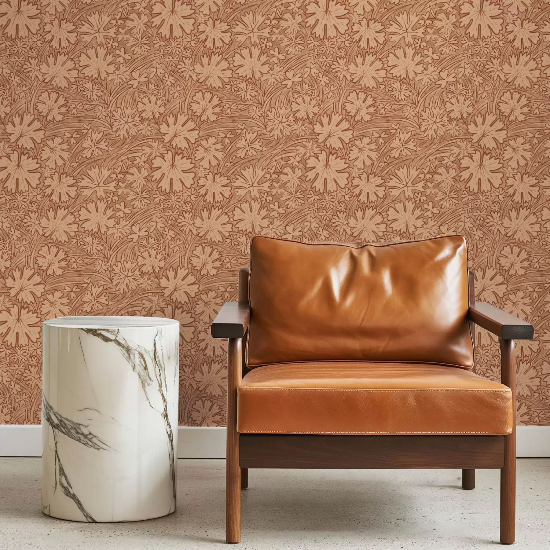 wall murals Field leaves and grasses in a terracotta-beige palette a00847
