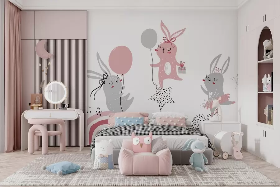 wall murals Cute bunnies w04852