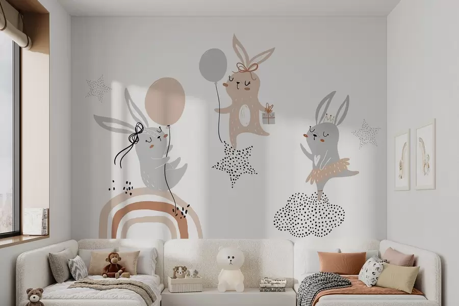 wall murals Cute bunnies w04852v1