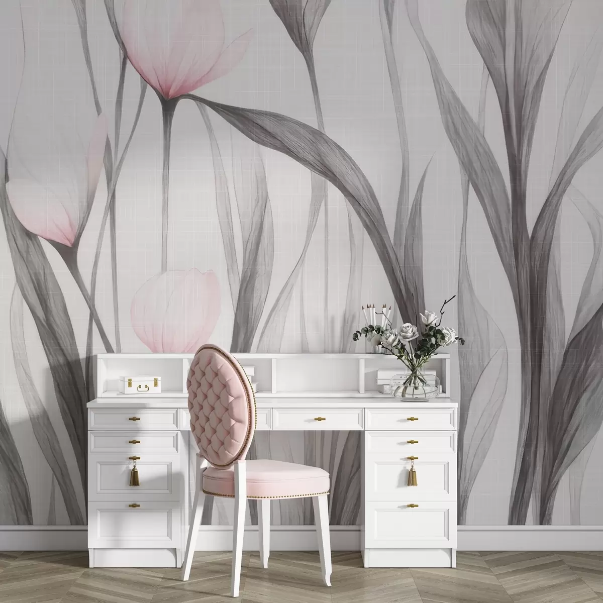 wall murals Fragile translucent tulips w04831v1