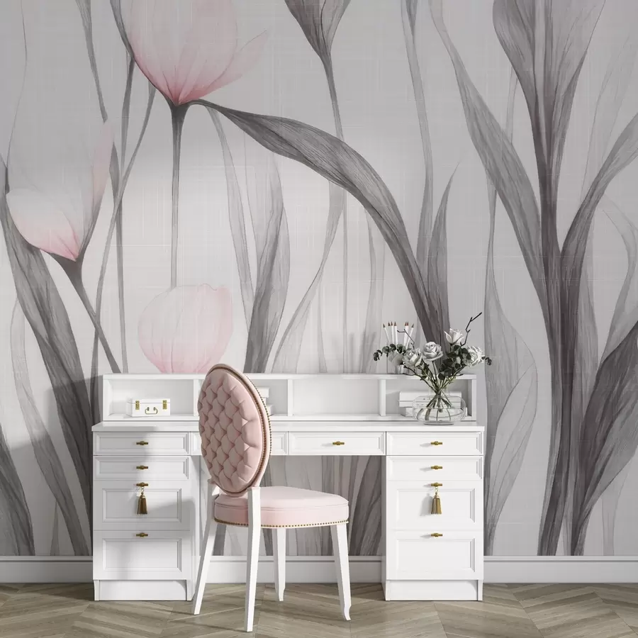 wall murals Fragile translucent tulips w04831v1