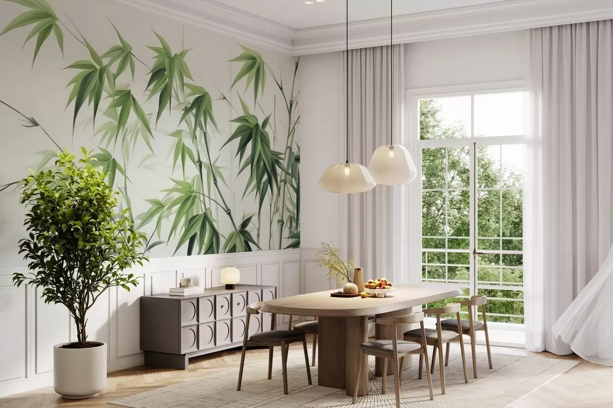 wall murals Bamboo on a light watercolor background w04834