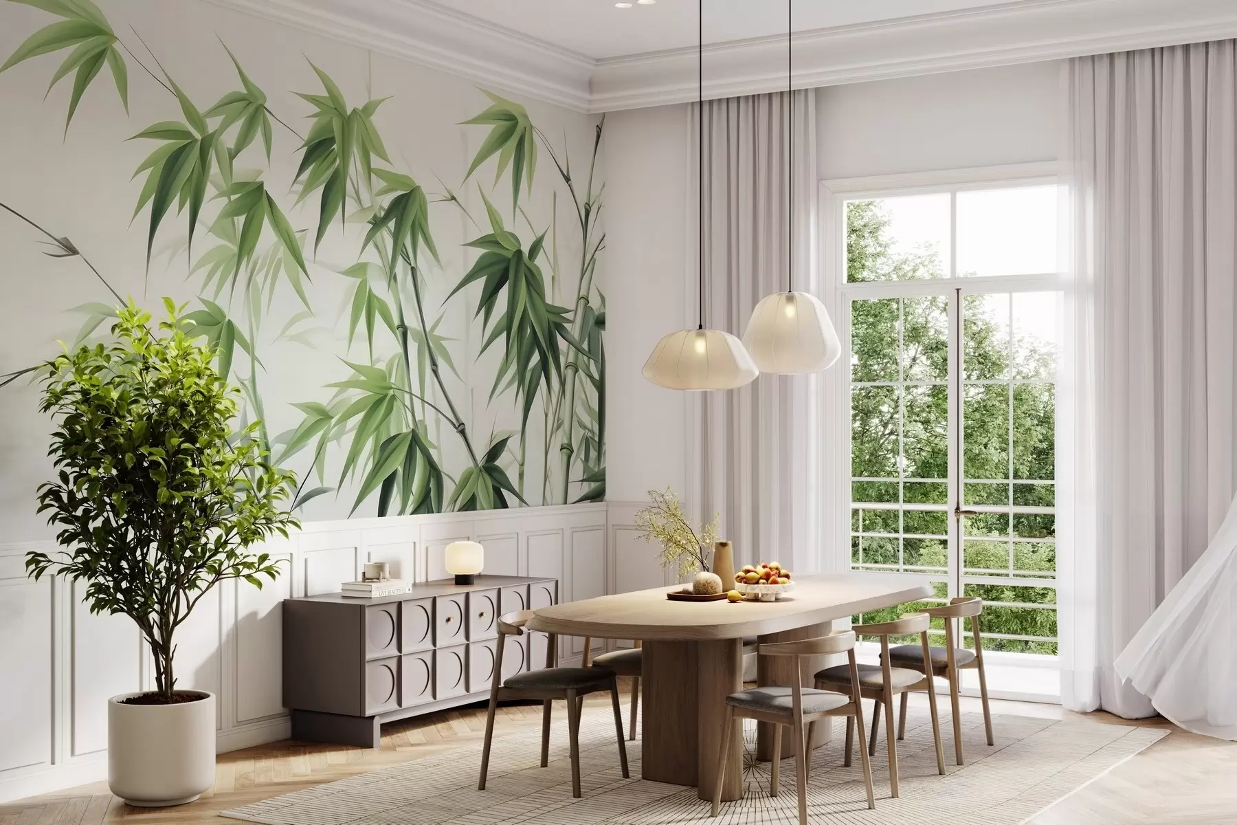 wall murals Bamboo on a light watercolor background w04834