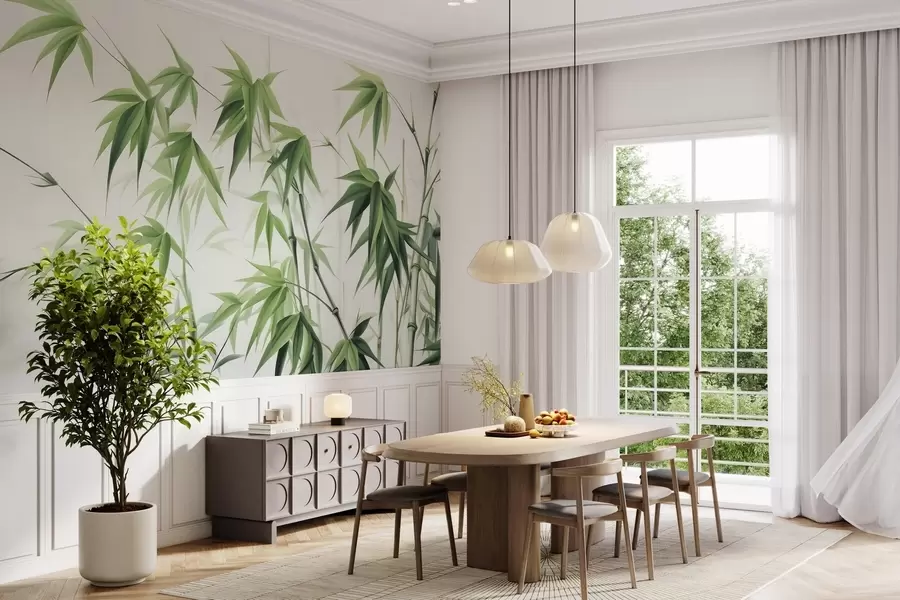 wall murals Bamboo on a light watercolor background w04834