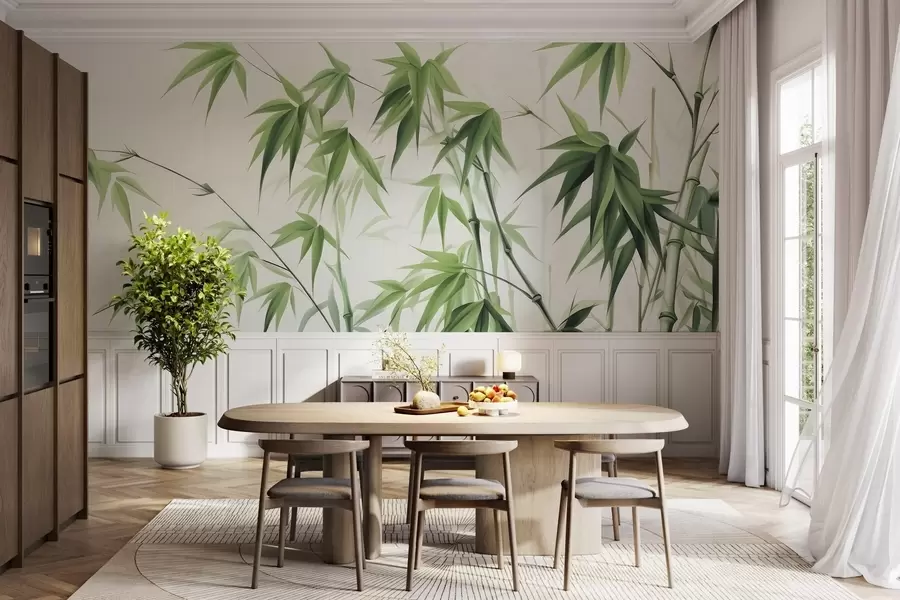 wall murals Bamboo on a light watercolor background w04834