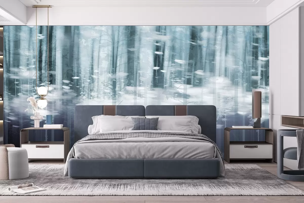 wall murals Stylized tree trunks in pastel colors w04844v1